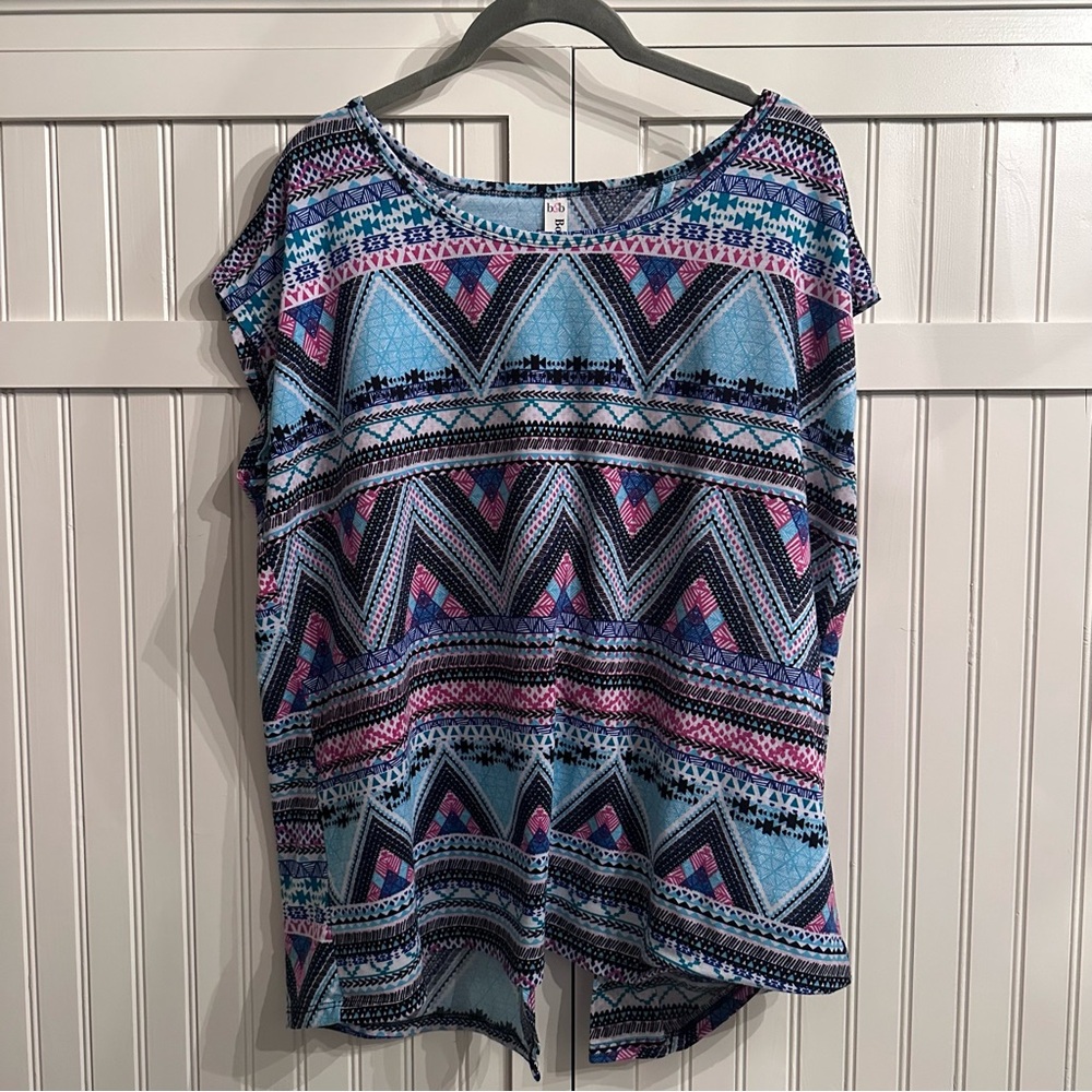 Colorful Geometric Women's Short Sleeve Top